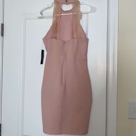 Lulu’s short fitted halter dress with a lacy piece on the back. Size L. - Picture 2 of 5